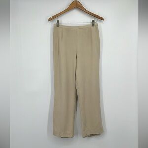 Lalight tan straight leg silk clean girl trouser old money tailored pants sz 6
